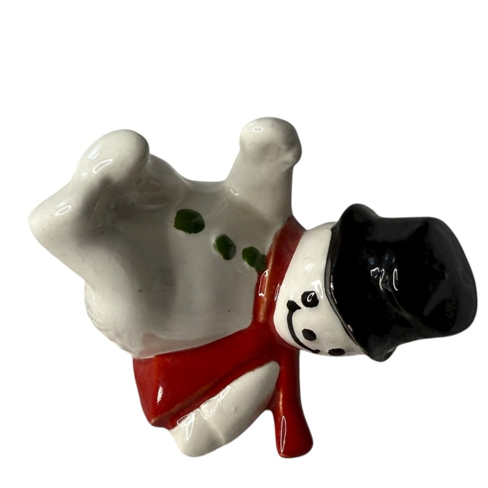 Vintage Gasti Ceramic Snowman Figurine Handstand Holiday Christmas Decor